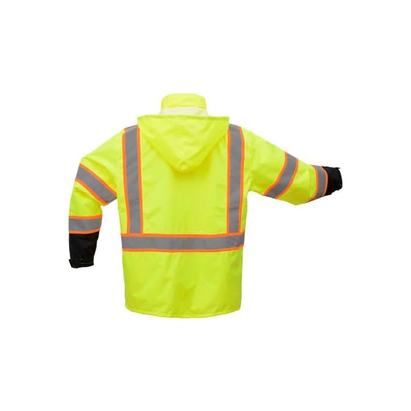 Gss Safety GSS Safety Class 3 Premium Two Tone Hooded Rain Coat Black Bottom-Lime-2/3XL 6005-2XL/3XL - main